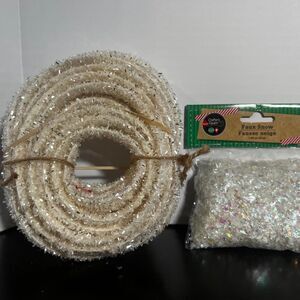 Christmas Craft Supplies White Shimmer Iridescent Tinsel Trim & Faux Snow Bag